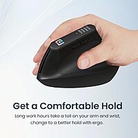 Portronics Toad Ergo Vertical Wireless Mouse – 2.4GHz |DPI up to 3200| Black | 1 Year Warranty