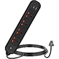 Frontech FT-3513 with 4 universal sockets, 5 m cable, LED indicator & surge protection. Long-reach, safe power for home or office.