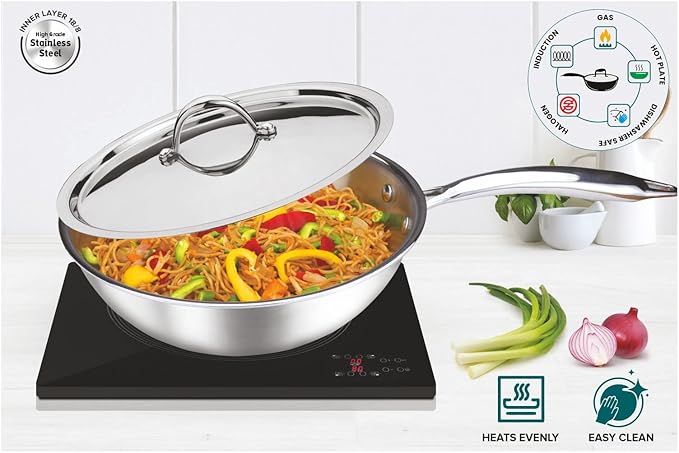 Signora Ware Artista Tri- Play Wok Pan With Lid 2200 ML (22 CM)