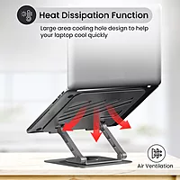 Portronics My Buddy K3 – Laptop Tabletop Stand (Silver) offers adjustable height and angle for ergonomic comfort. Lightweight and portable, it's perfect for home or office use, enhancing productivity.