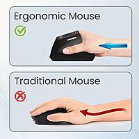 Portronics Toad Ergo Vertical Wireless Mouse – 2.4GHz |DPI up to 3200| Black | 1 Year Warranty