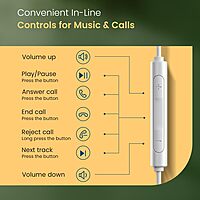 Portronics Conch Kappa C – Type-C Earphones with Mic, sleek design, superior sound quality, comfortable fit, perfect for music and calls, compatible with Type-C devices, color: White.