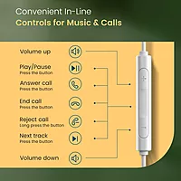 Portronics Conch Kappa C – Type-C Earphones with Mic, sleek design, superior sound quality, comfortable fit, perfect for music and calls, compatible with Type-C devices, color: White.