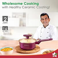 Wonderchef Bellagio Sauce Pan  16 cm  1.4 L  Non-Stick Ceramic Coating