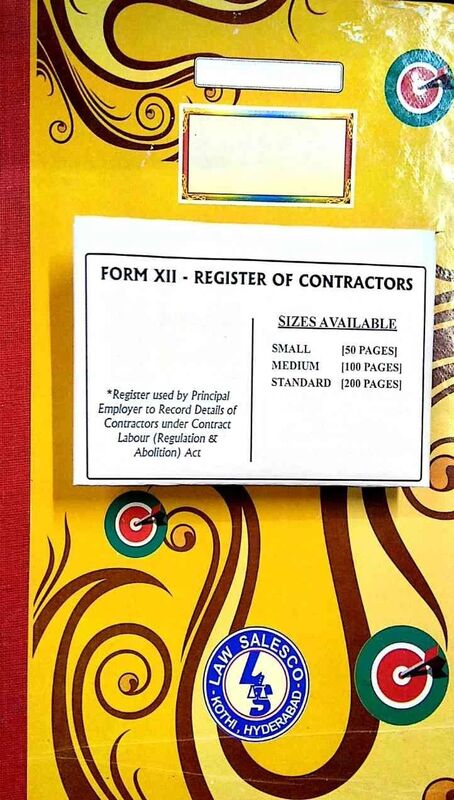 FORM XII REGISTER OF CONTRACTORS