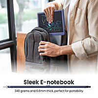 Portronics Ruffpad 15M – 15" LCD Writing Pad with App, Blue. Perfect for notes, sketches, and reminders. Lightweight, portable, and eco-friendly. Ideal for students and professionals alike.