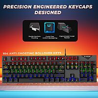 Lapcare Champ LGK‑105 mechanical gaming keyboard: aircraft‑grade metal frame, 50M keystroke life, anti‑ghosting, 7 RGB modes & braided cable.