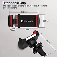 Portronics Clamp 2 Car AC Vent Mobile Holder – 360° Rotation  | Black | 1 Year Warranty