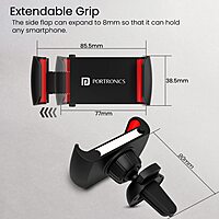 Portronics Clamp 2 Car AC Vent Mobile Holder – 360° Rotation  | Black | 1 Year Warranty