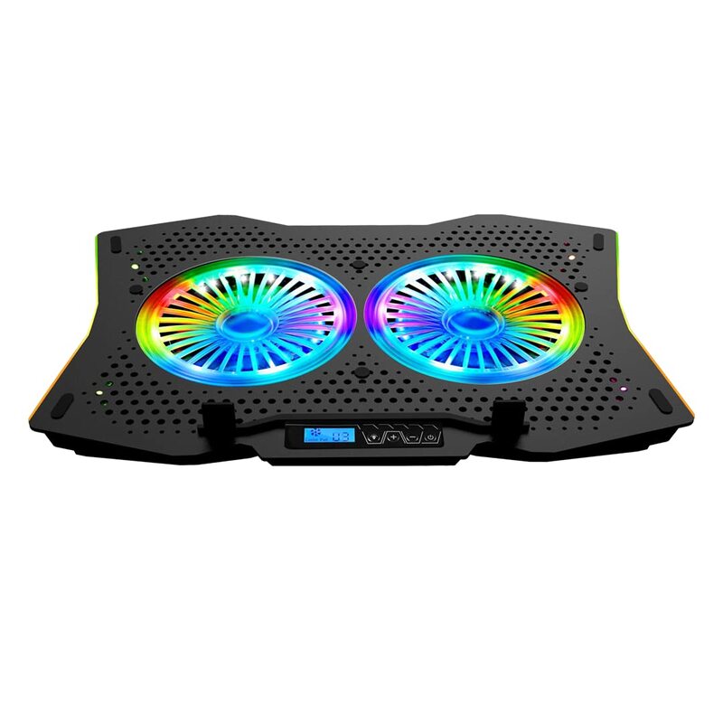 Live Tech VOSTOK RGB Cooling Pad – 6 Fans, Supports Laptops Up to 17", Adjustable Height, LED Lighting, Enhanced Airflow, Ergonomic Design, Lightweight, USB Powered, Ideal for Gaming & Work.