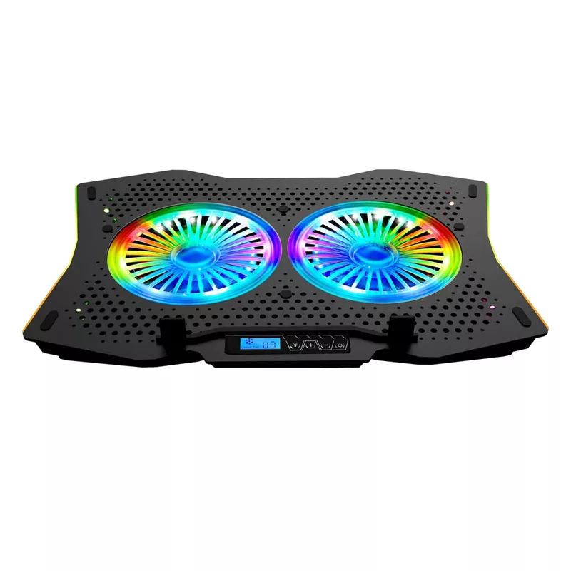 Live Tech VOSTOK RGB Cooling Pad – 6 Fans, Supports Laptops Up to 17", Adjustable Height, LED Lighting, Enhanced Airflow, Ergonomic Design, Lightweight, USB Powered, Ideal for Gaming & Work.