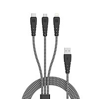 Portronics Konnect J9 3-in-1 Charging Cable – 3A Fast Charging | Data Sync | 1.5M Tangle-Free Cable