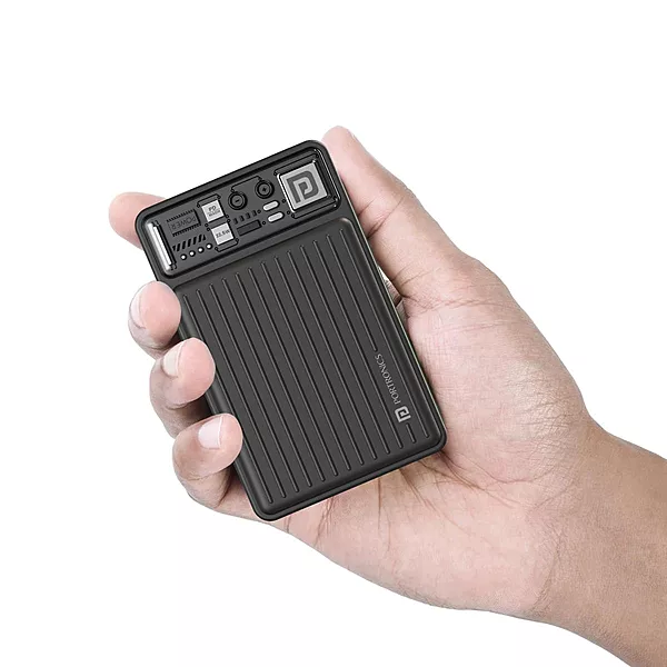 Portronics Mini 10K – Compact 10000mAh Power Bank, 22.5W Fast Charging, LED Display, Dual USB Output, Lightweight Design, Ideal for Travel, Compatible with Smartphones and Tablets.