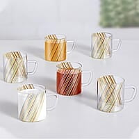 Borosil Vision Prism Tea n Coffee Classic Mug Set of 6 Pcs 210 ml | Borosillicate Glass, Microwave Safe, Scratch Resistance, Lightweight | for Chai, Green Tea, Milk