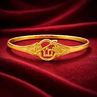 OM Kada 5 Metal Panchalogam Impon Bracelet for Men & Women | Gold Plated Spiritual Kada | Adjustable Hindu Om Symbol Bangle