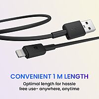 Portronics POR 2115 Konnect Link Lightning Cable – 8 Pin | PVC | 1m Black