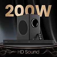 Portronics Pure Sound 107 – 200W Soundbar with Subwoofer | Immersive Audio, Sleek Design, Bluetooth & Powerful Bass for Home Entertainment