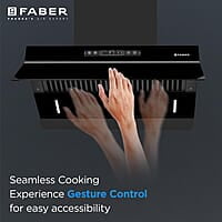Faber 90cm 1500m³/hr Autoclean Kitchen Chimney Digital Display Filterless Slant Body T-Shape Panel Touch+Gesture