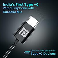 Portronics Conch ONE In-Ear Earbuds – Type-C | On/Off | In-Built Karaoke Mic | Black