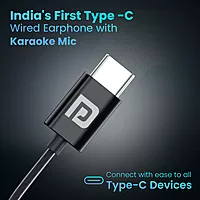 Portronics Conch ONE In-Ear Earbuds – Type-C | On/Off | In-Built Karaoke Mic | Black