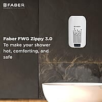 Faber Zippy Instant Geyser 3 Litre 3000W Powerful Heating Superior Energy Efficiency