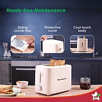 Wonderchef Bellagio 2-Slice Pop-up Toaster with Lid Cover  800 Watt 7- Level Browning Controls