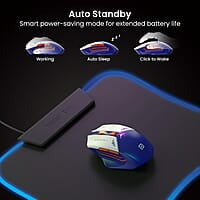 Portronics Vader Pro Wireless Gaming Mouse with 2.4 GHz Receiver, 6 Buttons, Thumb Support, High-Precision Tracking, Ergonomic Comfort, Adjustable Optical DPI for Laptop, PC, Mac