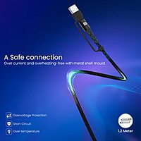 Portronics Konnect J8 – 3-in-1 60W Fast Charge Cable, 1.2M. Versatile charging solution for multiple devices. Durable design, high-speed charging, and convenient length for easy use.