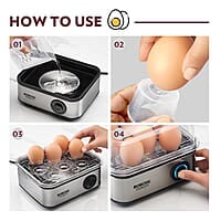 Borosil Electric Plus Egg Boiler, Boil Upto 8 Eggs At A Time, For Hard, Soft, Medium Boiled Eggs, Steamed Vegetables, Transparent Lid, Stainless Steel Exterior