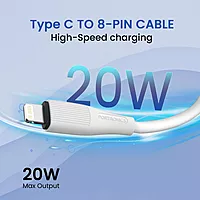 POR 2718 Silklink C-Lightning – 20W USB-C to Lightning Soft Silicon Cable | 1M | White | 06 Months