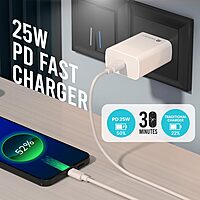 Portronics Adapto 25 Pro 25W Type-C PD Fast Charger with Cable PPS Protection