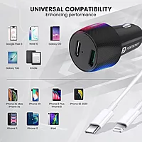 Portronics 40W Dual Type-C Car Charger PD Fast Charging for Cars & Mobile Phones Black