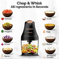 Crompton ChopMaxx Electric Vegetable Chopper 300 Watts Motors Twin S-Shaped Ninja food grade blades