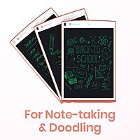 Portronics Ruffpad 12 – 12" LCD Writing Pad, Pink. Perfect for doodling, note-taking, and reminders. Lightweight, portable, and eco-friendly. Easy to erase with a single button. Ideal for all ages!