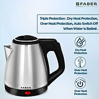 Faber Electric Kettle with Stainless Steel Body, FK 1.8 litres boiler for Water, SS