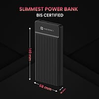 Portronics Luxcell B 10K 10000 mAh 22.5W Fast Charging Power Bank, Ultra Slim Power Bank with Mach USB-A Output, Type C PD Output