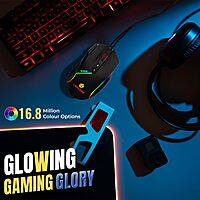 Lapcare Champ LGM-108 Wired Gaming Mouse – Adjustable DPI up to 7200 | 8 Programmable Buttons | Circular & Breathing RGB Lighting | Ergonomic Design