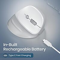 Portronics Toad Ergo 4 Wireless Mouse – Dual Mode BT & 2.4GHz | White | 1 Year Warranty