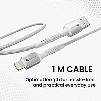 Portronics Konnect X – USB to 8-Pin Cable, 3A, 1M, White. Fast charging and data transfer, durable design, compatible with all 8-pin devices. Perfect for everyday use and travel.