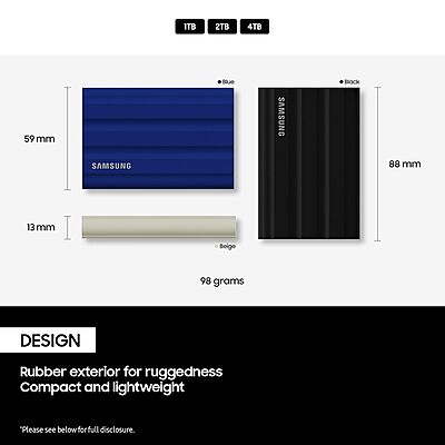 Samsung T7 Shield 1TB External SSD – USB 3.2 Gen 2 | Rugged Portable Drive