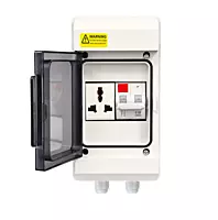 4-Way EV Charging MCB Box | IP66 Weatherproof Outdoor DB with 3-Pin 6A Socket & Sibass 32A 2-Pole AC MCB