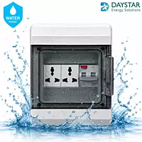 6-Way EV Charging MCB Box | IP66 Weatherproof Outdoor DB with 3-Pin 6A Double Socket & Sibass 32A 2-Pole AC MCB