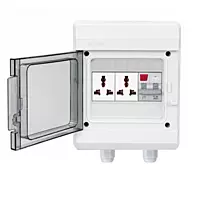 6-Way EV Charging MCB Box | IP66 Weatherproof Outdoor DB with 3-Pin 6A Double Socket & Sibass 32A 2-Pole AC MCB