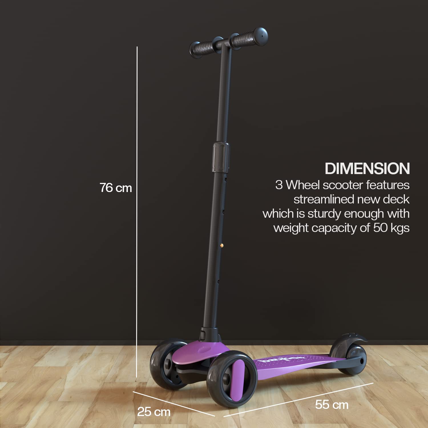 Baybee Alpha Glide Kick Scooter for Kids- Violet Baybee Alpha Glide Kick Scooter for Kids- Violet