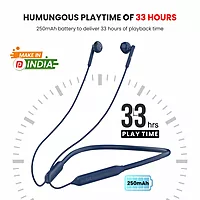 Portronics Harmonics Z5 – Bluetooth Headset, 33Hrs Playtime, Comfortable Fit, Deep Bass, Built-in Mic, Lightweight Design, Perfect for Calls & Music, Stylish Blue Color, Easy Pairing.