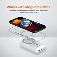 Portronics Wirecell – 10000mAh, 15W Mag Wireless Power Bank - White. Sleek design, fast charging, portable, and compatible with various devices. Perfect for on-the-go charging needs.