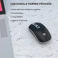 Portronics Toad 14 Wireless Mouse – 2.4GHz with USB Nano Dongle | Up to 1400 Adjustable DPI | Dual-Function Scroll Wheel | Laptop, PC & MacBook Compatible | Black
