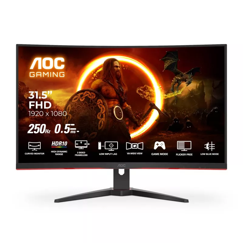 AOC C32G2E 32 Inch Curved Gaming Monitor – 165Hz | 1ms | FreeSync Premium | FHD | 3 Years Warranty
