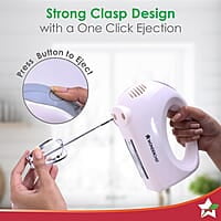 Wonderchef Ultima Plus Hand Mixer, 200W, 5 Speed Setting, Stainless Steel Beater and Kneading Hooks