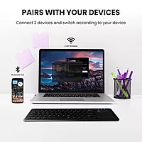 Portronics Bubble PRO Bluetooth + Wireless Keyboard – Black | With Touch Pad | 1 Year Warranty